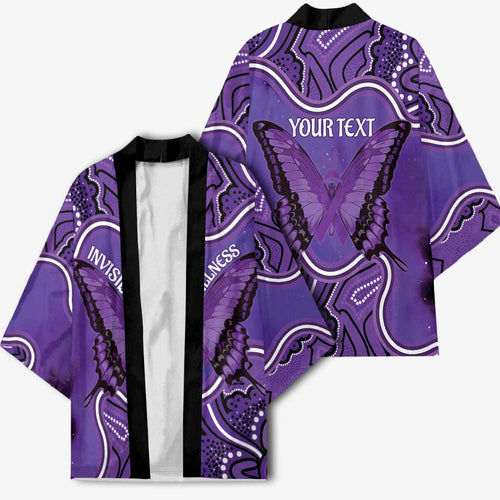 Australia Lupus Awareness Month Personalised Kimono Butterfly Purple Ribbon Invisible Illness Indigenous Art