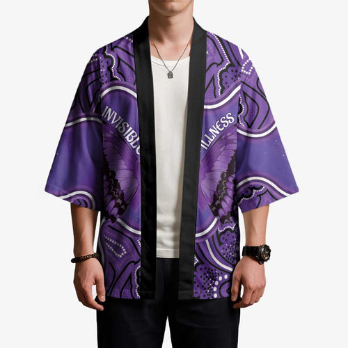 Australia Lupus Awareness Month Personalised Kimono Butterfly Purple Ribbon Invisible Illness Indigenous Art