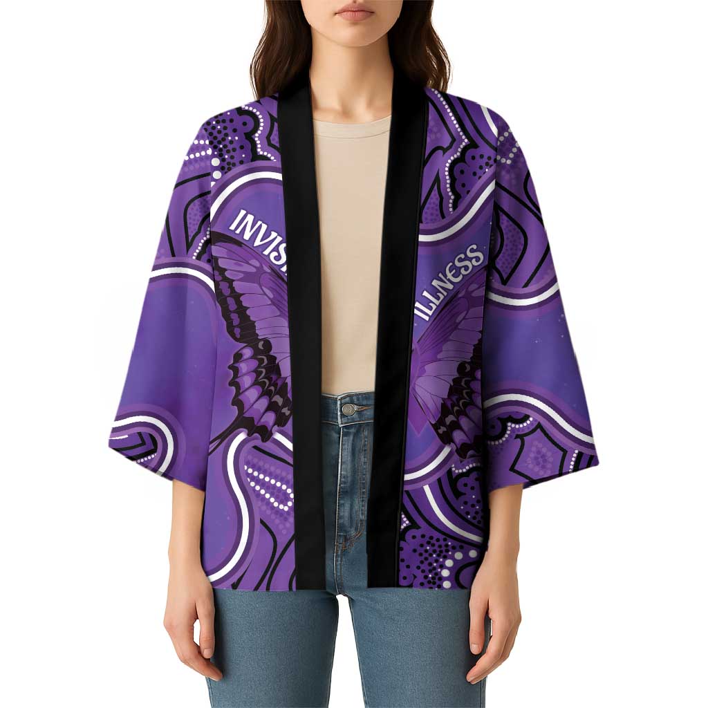 Australia Lupus Awareness Month Personalised Kimono Butterfly Purple Ribbon Invisible Illness Indigenous Art