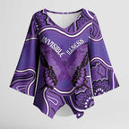 Australia Lupus Awareness Month Personalised Kimono Sleeve Blouse Butterfly Purple Ribbon Invisible Illness Indigenous Art