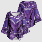 Australia Lupus Awareness Month Personalised Kimono Sleeve Blouse Butterfly Purple Ribbon Invisible Illness Indigenous Art