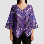 Australia Lupus Awareness Month Personalised Kimono Sleeve Blouse Butterfly Purple Ribbon Invisible Illness Indigenous Art