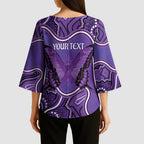 Australia Lupus Awareness Month Personalised Kimono Sleeve Blouse Butterfly Purple Ribbon Invisible Illness Indigenous Art