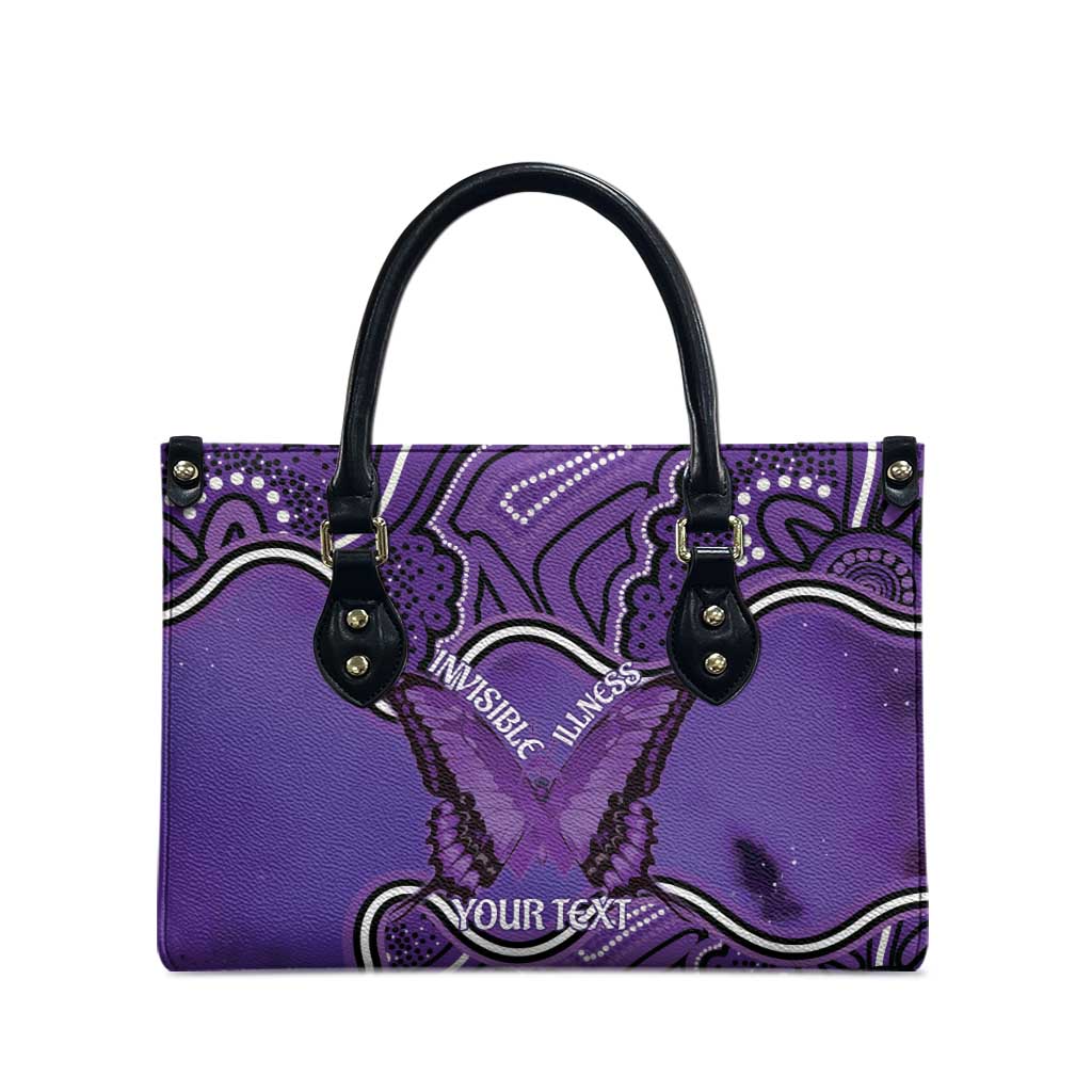 Australia Lupus Awareness Month Personalised Leather Bag Butterfly Purple Ribbon Invisible Illness Indigenous Art