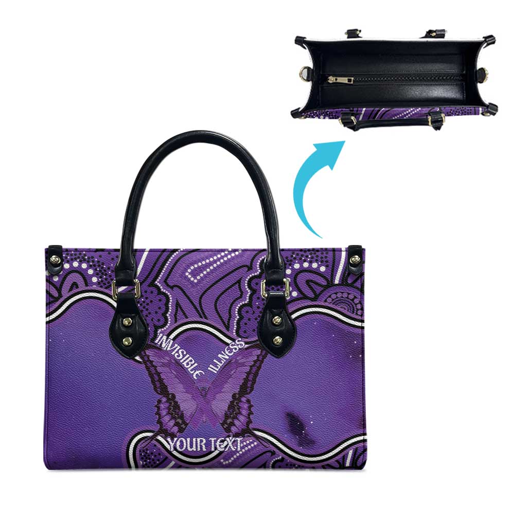 Australia Lupus Awareness Month Personalised Leather Bag Butterfly Purple Ribbon Invisible Illness Indigenous Art