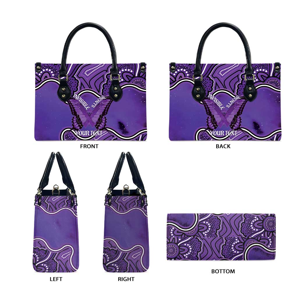 Australia Lupus Awareness Month Personalised Leather Bag Butterfly Purple Ribbon Invisible Illness Indigenous Art