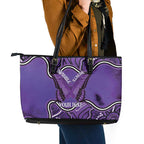 Australia Lupus Awareness Month Personalised Leather Tote Bag Butterfly Purple Ribbon Invisible Illness Indigenous Art