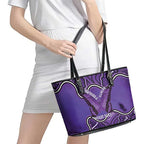 Australia Lupus Awareness Month Personalised Leather Tote Bag Butterfly Purple Ribbon Invisible Illness Indigenous Art