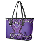 Australia Lupus Awareness Month Personalised Leather Tote Bag Butterfly Purple Ribbon Invisible Illness Indigenous Art