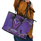 Australia Lupus Awareness Month Personalised Leather Tote Bag Butterfly Purple Ribbon Invisible Illness Indigenous Art