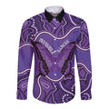 Australia Lupus Awareness Month Personalised Long Sleeve Button Shirt Butterfly Purple Ribbon Invisible Illness Indigenous Art
