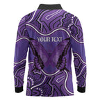 Australia Lupus Awareness Month Personalised Long Sleeve Polo Shirt Butterfly Purple Ribbon Invisible Illness Indigenous Art