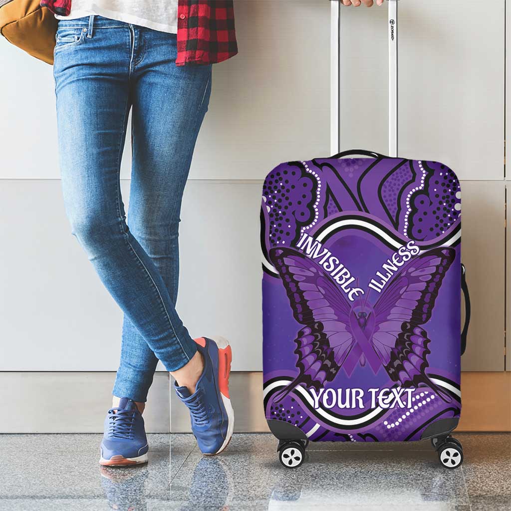 Australia Lupus Awareness Month Personalised Luggage Cover Butterfly Purple Ribbon Invisible Illness Indigenous Art