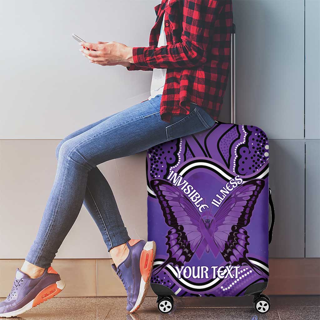 Australia Lupus Awareness Month Personalised Luggage Cover Butterfly Purple Ribbon Invisible Illness Indigenous Art