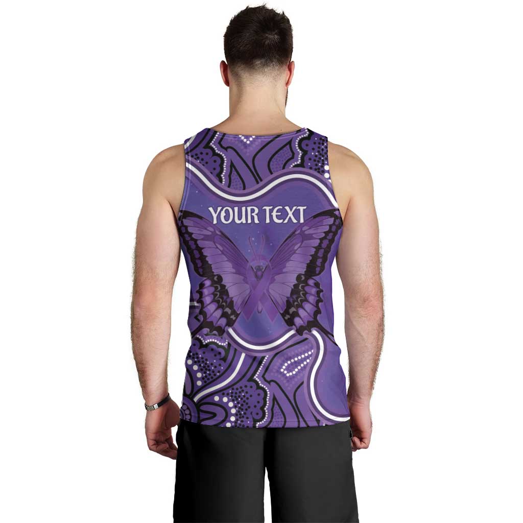 Australia Lupus Awareness Month Personalised Men Tank Top Butterfly Purple Ribbon Invisible Illness Indigenous Art
