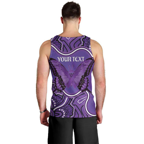 Australia Lupus Awareness Month Personalised Men Tank Top Butterfly Purple Ribbon Invisible Illness Indigenous Art
