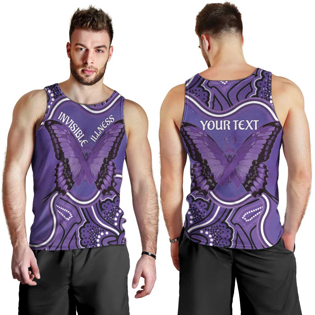 Australia Lupus Awareness Month Personalised Men Tank Top Butterfly Purple Ribbon Invisible Illness Indigenous Art