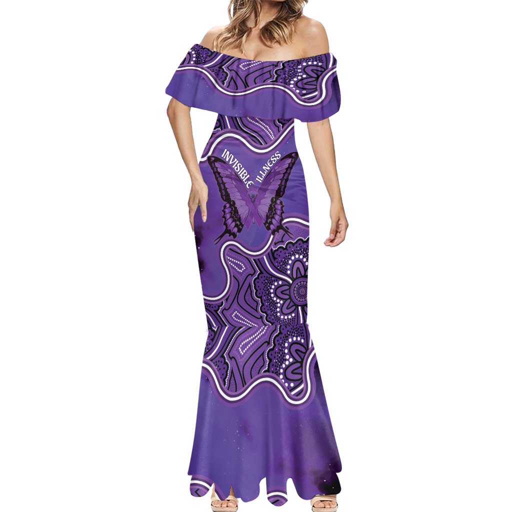 Australia Lupus Awareness Month Personalised Mermaid Dress Butterfly Purple Ribbon Invisible Illness Indigenous Art