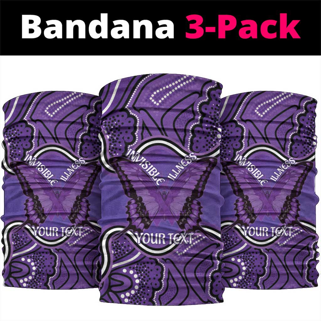 Australia Lupus Awareness Month Personalised Neck Gaiter Butterfly Purple Ribbon Invisible Illness Indigenous Art