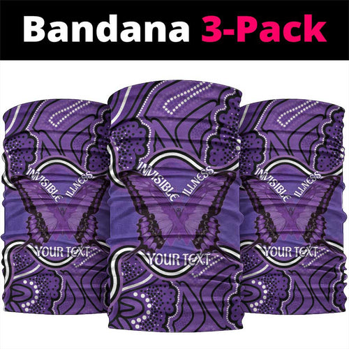 Australia Lupus Awareness Month Personalised Neck Gaiter Butterfly Purple Ribbon Invisible Illness Indigenous Art