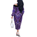 Australia Lupus Awareness Month Personalised Off The Shoulder Long Sleeve Dress Butterfly Purple Ribbon Invisible Illness Indigenous Art