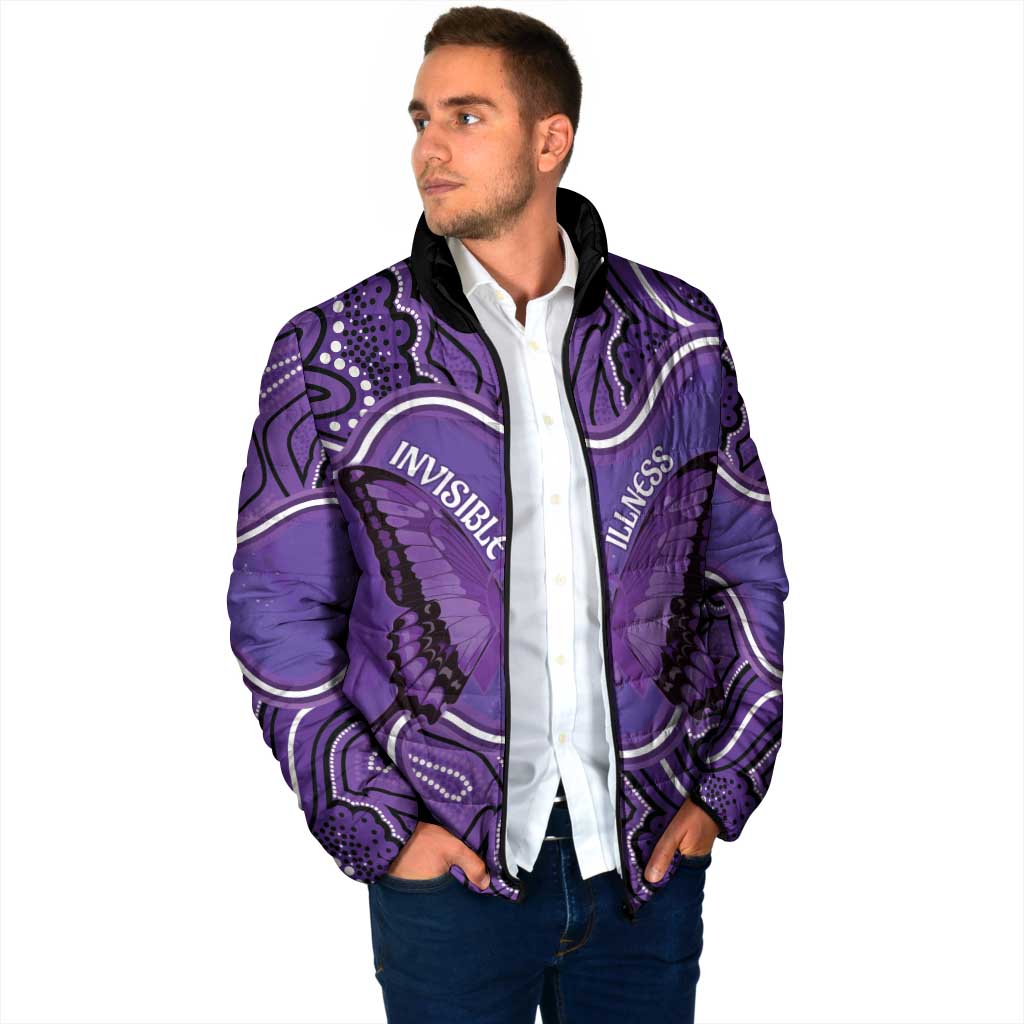 Australia Lupus Awareness Month Personalised Padded Jacket Butterfly Purple Ribbon Invisible Illness Indigenous Art