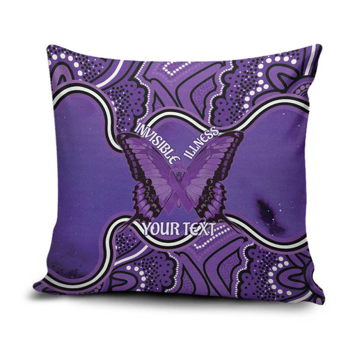 Australia Lupus Awareness Month Personalised Pillow Cover Butterfly Purple Ribbon Invisible Illness Indigenous Art