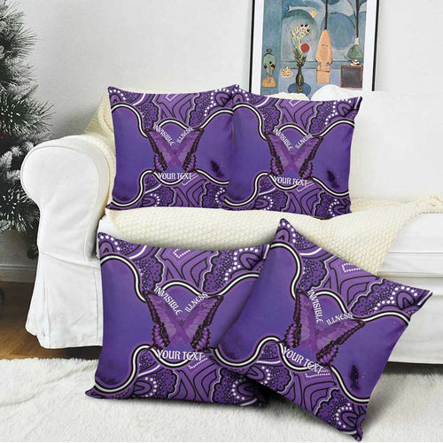 Australia Lupus Awareness Month Personalised Pillow Cover Butterfly Purple Ribbon Invisible Illness Indigenous Art