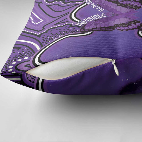 Australia Lupus Awareness Month Personalised Pillow Cover Butterfly Purple Ribbon Invisible Illness Indigenous Art