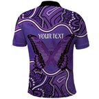 Australia Lupus Awareness Month Personalised Polo Shirt Butterfly Purple Ribbon Invisible Illness Indigenous Art