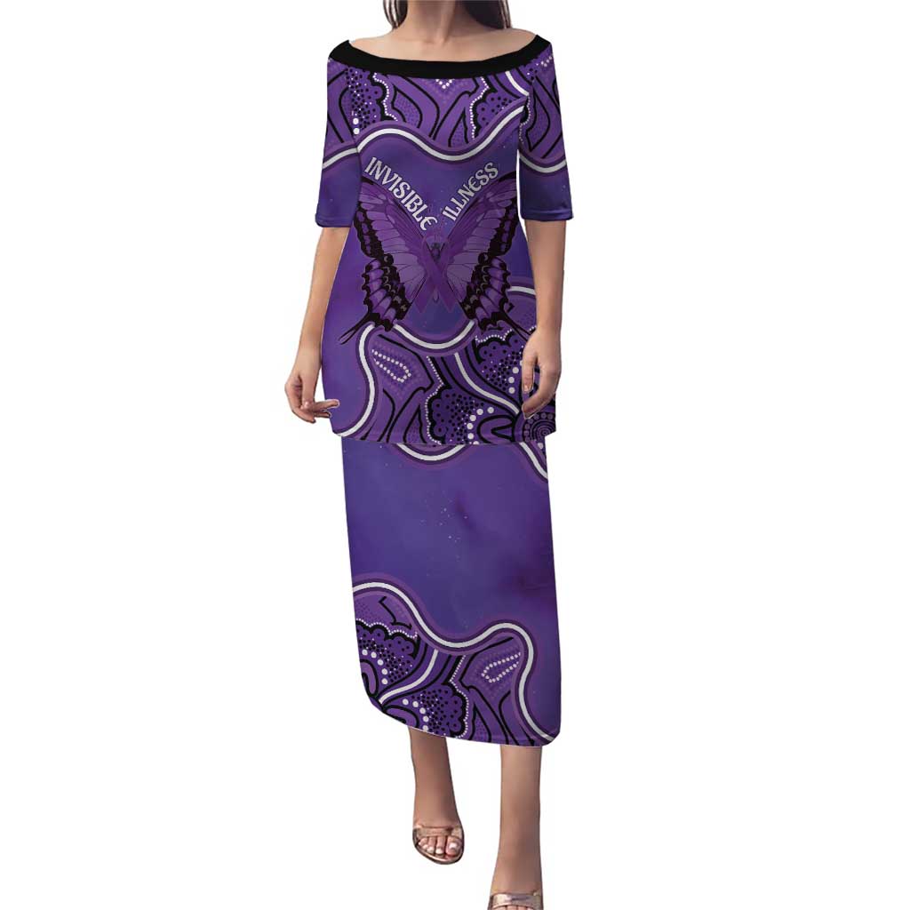 Australia Lupus Awareness Month Personalised Puletasi Butterfly Purple Ribbon Invisible Illness Indigenous Art