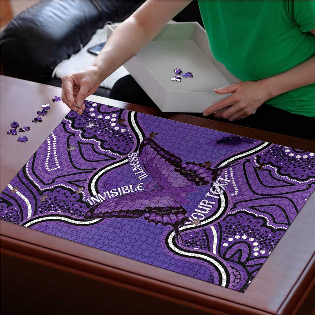 Australia Lupus Awareness Month Personalised Puzzle Butterfly Purple Ribbon Invisible Illness Indigenous Art