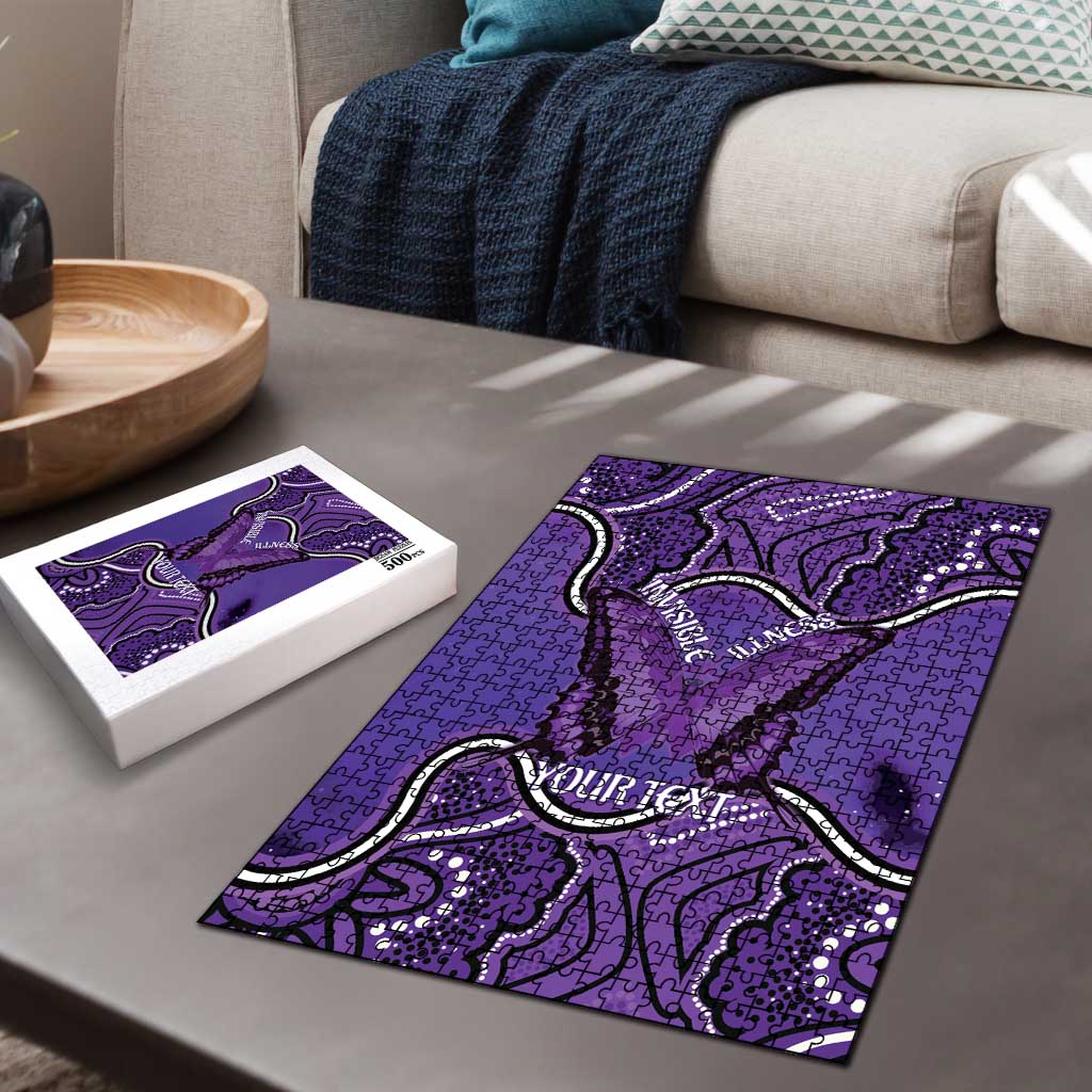 Australia Lupus Awareness Month Personalised Puzzle Butterfly Purple Ribbon Invisible Illness Indigenous Art