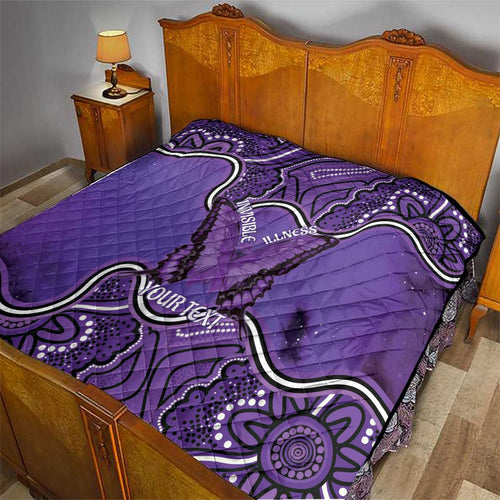 Australia Lupus Awareness Month Personalised Quilt Butterfly Purple Ribbon Invisible Illness Indigenous Art