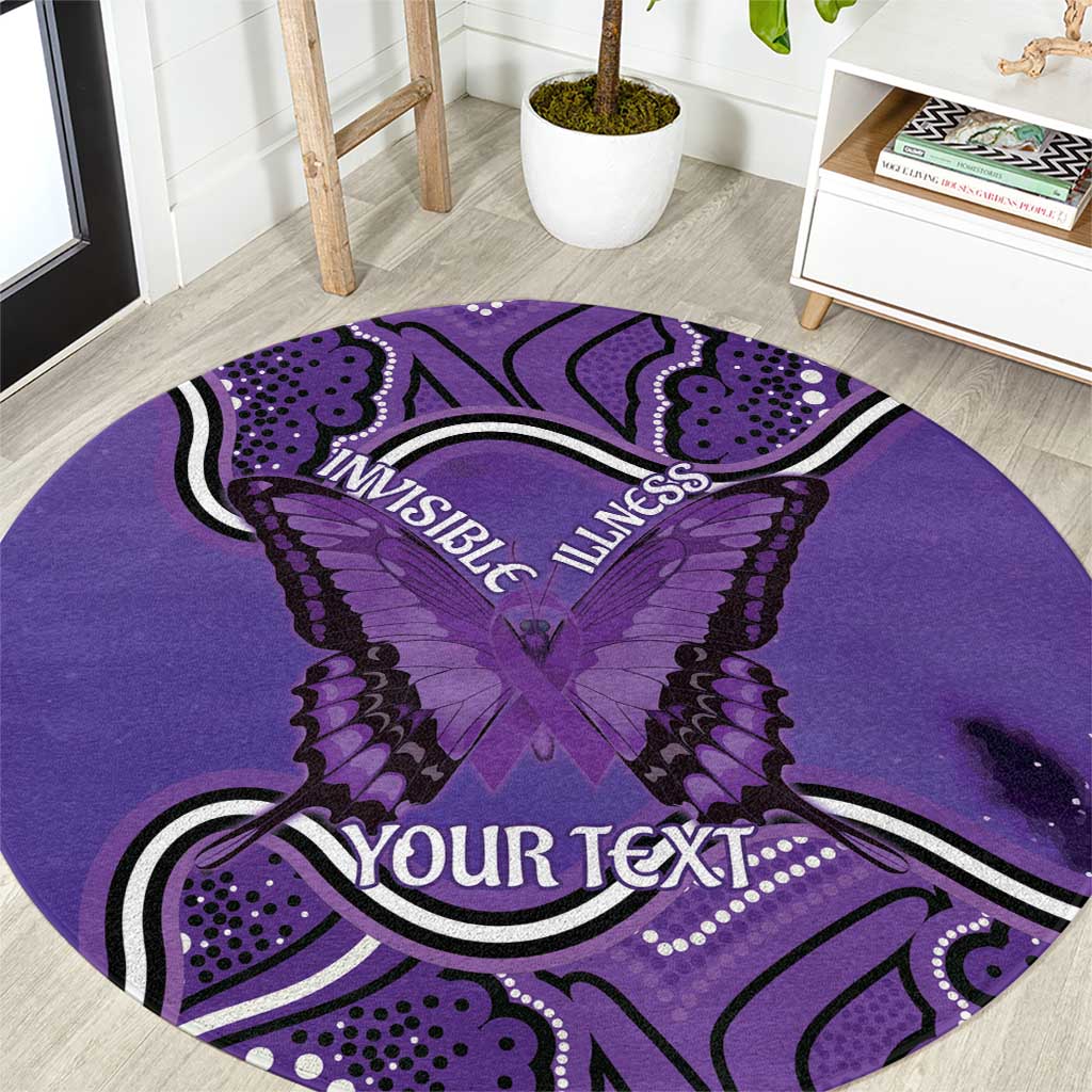 Australia Lupus Awareness Month Personalised Round Carpet Butterfly Purple Ribbon Invisible Illness Indigenous Art