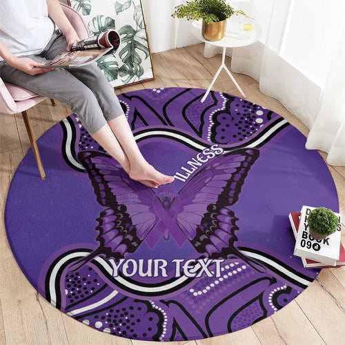 Australia Lupus Awareness Month Personalised Round Carpet Butterfly Purple Ribbon Invisible Illness Indigenous Art