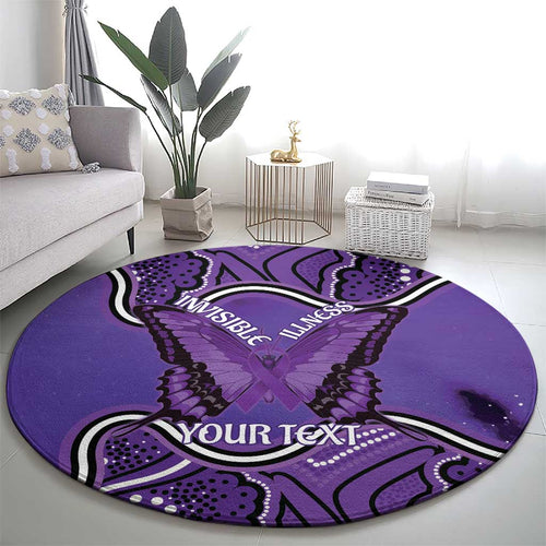 Australia Lupus Awareness Month Personalised Round Carpet Butterfly Purple Ribbon Invisible Illness Indigenous Art