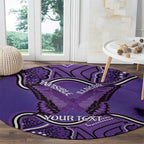 Australia Lupus Awareness Month Personalised Round Carpet Butterfly Purple Ribbon Invisible Illness Indigenous Art