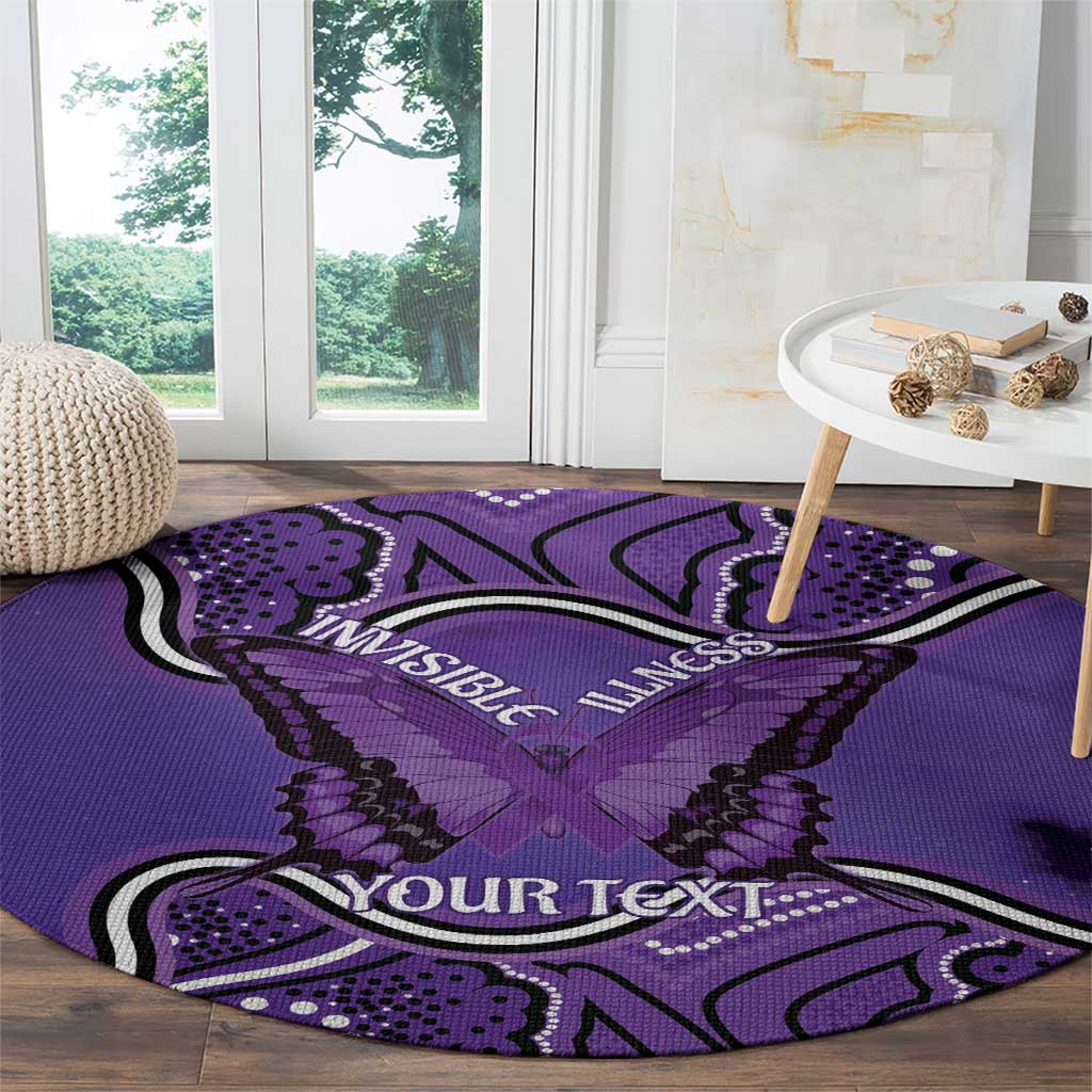 Australia Lupus Awareness Month Personalised Round Carpet Butterfly Purple Ribbon Invisible Illness Indigenous Art