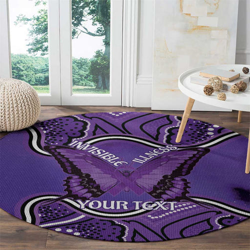 Australia Lupus Awareness Month Personalised Round Carpet Butterfly Purple Ribbon Invisible Illness Indigenous Art