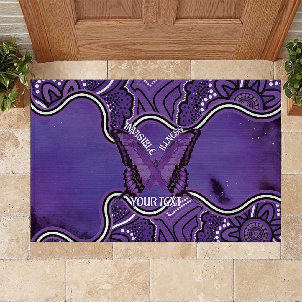 Australia Lupus Awareness Month Personalised Rubber Doormat Butterfly Purple Ribbon Invisible Illness Indigenous Art