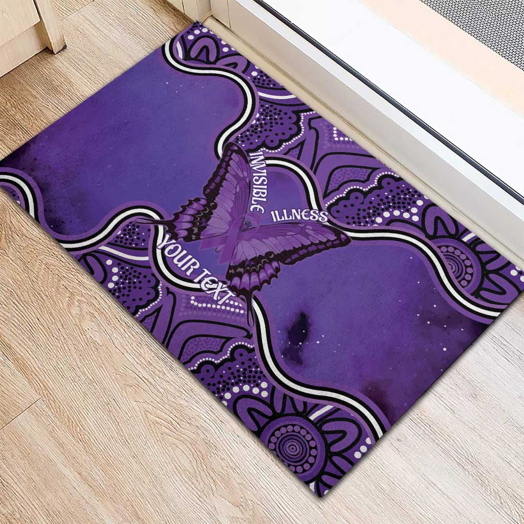 Australia Lupus Awareness Month Personalised Rubber Doormat Butterfly Purple Ribbon Invisible Illness Indigenous Art