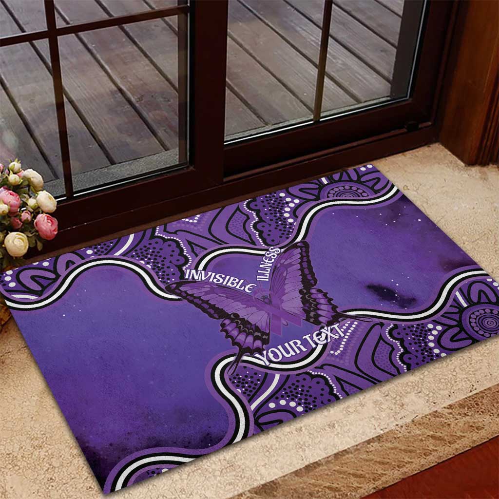 Australia Lupus Awareness Month Personalised Rubber Doormat Butterfly Purple Ribbon Invisible Illness Indigenous Art