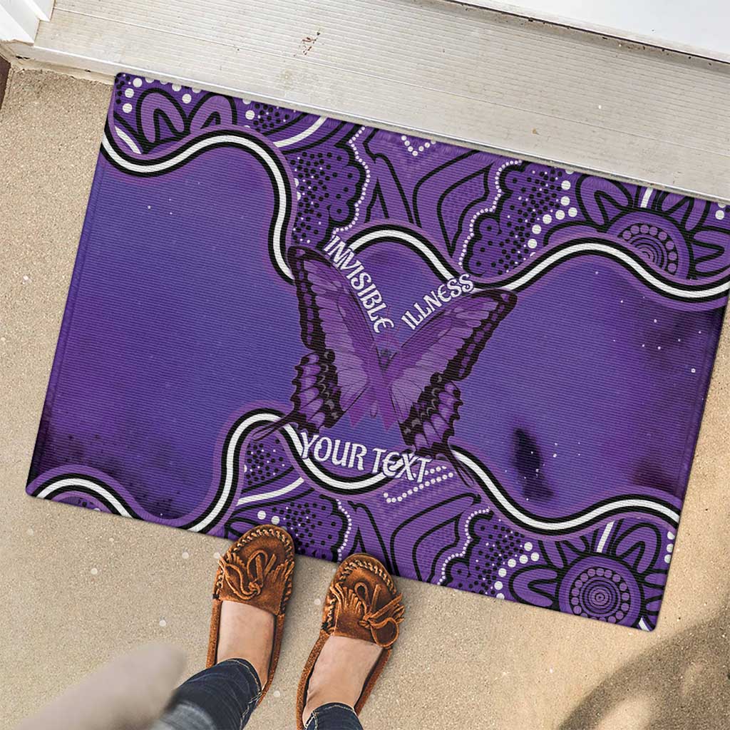 Australia Lupus Awareness Month Personalised Rubber Doormat Butterfly Purple Ribbon Invisible Illness Indigenous Art