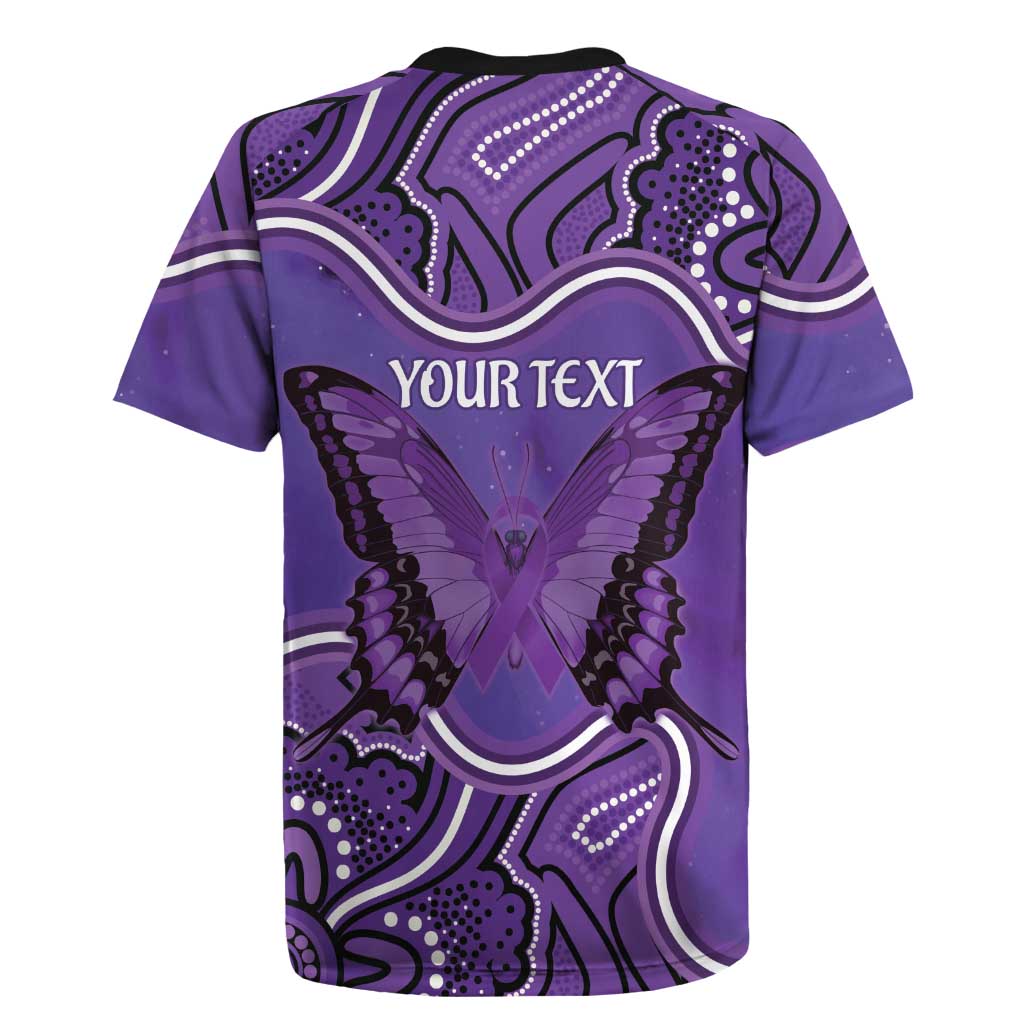 Australia Lupus Awareness Month Personalised Rugby Jersey Butterfly Purple Ribbon Invisible Illness Indigenous Art