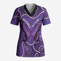 Australia Lupus Awareness Month Personalised Scrub Top Butterfly Purple Ribbon Invisible Illness Indigenous Art