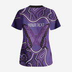 Australia Lupus Awareness Month Personalised Scrub Top Butterfly Purple Ribbon Invisible Illness Indigenous Art