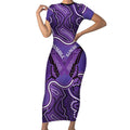 Australia Lupus Awareness Month Personalised Short Sleeve Bodycon Dress Butterfly Purple Ribbon Invisible Illness Indigenous Art
