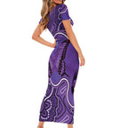 Australia Lupus Awareness Month Personalised Short Sleeve Bodycon Dress Butterfly Purple Ribbon Invisible Illness Indigenous Art