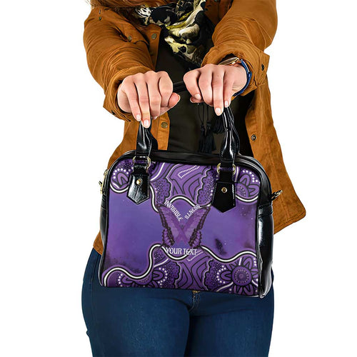 Australia Lupus Awareness Month Personalised Shoulder Handbag Butterfly Purple Ribbon Invisible Illness Indigenous Art